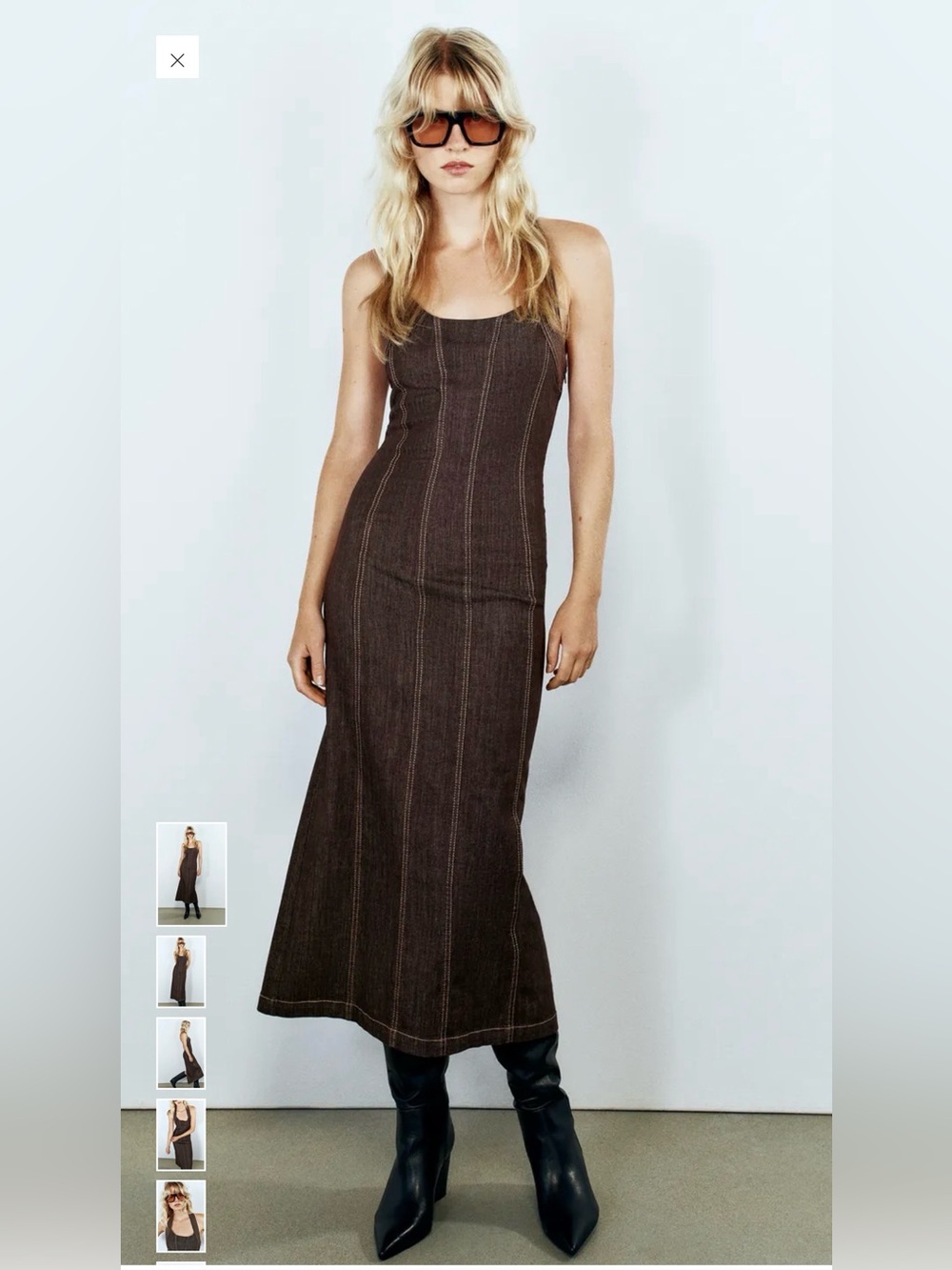 NWT Zara Z1975 Denim Midi Halter Dress